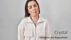  Presentation with lips - Slide set featuring middle-age-hispanic-woman-standing background and a light gray colored foreground