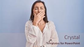  Presentation with sleepiness - Slides having middle-age-hispanic-woman-standing background and a soft green colored foreground