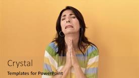  Presentation with hope - Slides enhanced with middle-age-hispanic-woman-standing background and a coral colored foreground