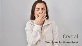  Presentation with sleepiness - PPT layouts having middle-age-hispanic-woman-standing background and a light gray colored foreground