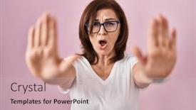  Presentation with frustration - Theme featuring middle-age-hispanic-woman-standing and a soft green colored foreground