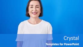  Presentation with cool - Presentation design with middle-age-hispanic-woman-standing and a teal colored foreground