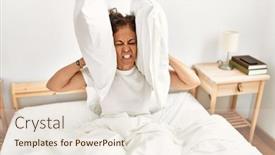  Presentation with stressed - Presentation featuring middle-age-hispanic-woman-stressed background and a sky blue colored foreground