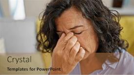  Presentation with stressed - Slide set enhanced with middle-age-hispanic-woman-stressed and a  colored foreground