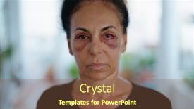  Presentation with violence woman - Slides enhanced with middle-age-hispanic-woman-suffering background and a tawny brown colored foreground