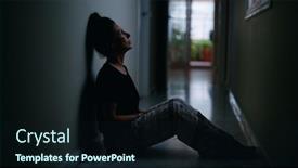  Presentation with domestic violence - Slide deck with middle-age-hispanic-woman-suffering background and a wine colored foreground