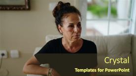  Presentation with domestic violence - Slides featuring middle-age-hispanic-woman-suffering background and a tawny brown colored foreground