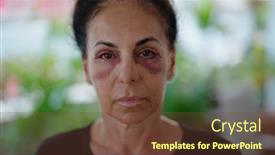  Presentation with domestic violence - Presentation having middle-age-hispanic-woman-suffering background and a  colored foreground