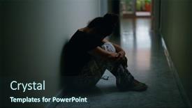  Presentation with domestic violence - PPT theme featuring middle-age-hispanic-woman-suffering background and a wine colored foreground