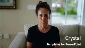  Presentation with domestic violence - Presentation design with middle-age-hispanic-woman-suffering background and a  colored foreground