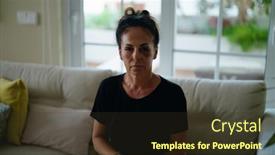  Presentation with domestic violence - PPT theme featuring middle-age-hispanic-woman-suffering background and a tawny brown colored foreground