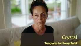  Presentation with domestic violence - Slides with middle-age-hispanic-woman-suffering background and a tawny brown colored foreground