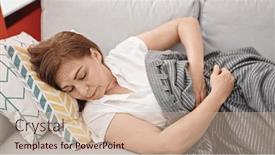  Presentation with pain - Presentation design with middle-age-hispanic-woman-suffering background and a soft green colored foreground