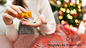  Presentation with christmas tree - PPT theme enhanced with middle-age-hispanic-woman-taking background and a coral colored foreground