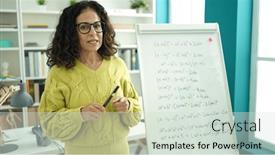  Presentation with maths - PPT theme consisting of middle-age-hispanic-woman-teacher background and a soft green colored foreground