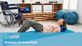  Presentation with training - PPT theme featuring middle-age-hispanic-woman-training background and a teal colored foreground