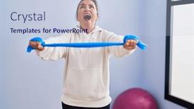  Presentation with training - Slides enhanced with middle-age-hispanic-woman-training background and a  colored foreground