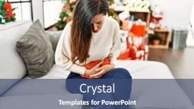  Presentation with bag - Presentation design having middle-age-hispanic-woman-using and a ocean colored foreground