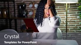  Presentation with memory - Presentation theme with middle-age-hispanic-woman-using background and a dark gray colored foreground