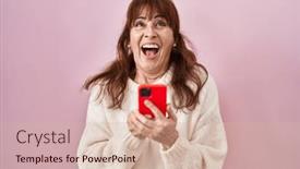  Presentation with crazy - Slides having middle-age-hispanic-woman-using background and a soft green colored foreground