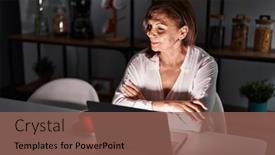  Presentation with hispanic - Slide deck featuring middle-age-hispanic-woman-using background and a  colored foreground