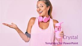  Presentation with bottle water - Audience pleasing presentation theme consisting of middle-age-hispanic-woman-wearing backdrop and a lemonade colored foreground