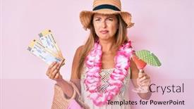  Presentation with hawaiian - Cool new PPT layouts with middle-age-hispanic-woman-wearing backdrop and a lemonade colored foreground