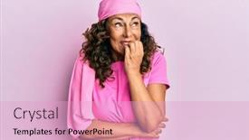  Presentation with pink nails - PPT layouts featuring middle-age-hispanic-woman-wearing background and a lemonade colored foreground