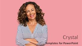  Presentation with hispanic - Audience pleasing presentation theme consisting of middle-age-hispanic-woman-wearing backdrop and a coral colored foreground