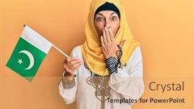  Presentation with pakistan flag - Beautiful slide set featuring middle-age-hispanic-woman-wearing backdrop and a yellow colored foreground