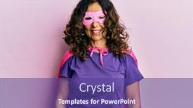  Presentation with hero woman - Beautiful presentation theme featuring middle-age-hispanic-woman-wearing backdrop and a violet colored foreground