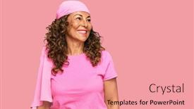  Presentation with breast cancer - Presentation theme featuring middle-age-hispanic-woman-wearing background and a coral colored foreground