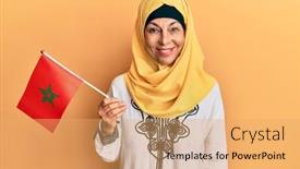  Presentation with hijab - Beautiful PPT theme featuring middle-age-hispanic-woman-wearing backdrop and a yellow colored foreground