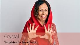  Presentation with saree - Audience pleasing presentation design consisting of middle-age-hispanic-woman-wearing backdrop and a coral colored foreground