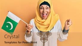  Presentation with pakistan flag - Slide set with middle-age-hispanic-woman-wearing background and a coral colored foreground