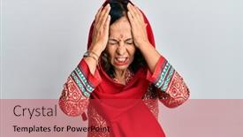  Presentation with hispanic - Colorful presentation theme enhanced with middle-age-hispanic-woman-wearing backdrop and a red colored foreground
