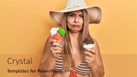  Presentation with woman crying - Theme featuring middle-age-hispanic-woman-wearing background and a coral colored foreground