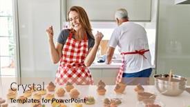  Presentation with hispanic - Presentation theme enhanced with middle-age-hispanic-woman-wearing background and a  colored foreground