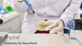  Presentation with pipette - PPT layouts enhanced with middle-age-hispanic-woman-wearing background and a lemonade colored foreground