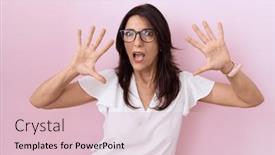  Presentation with panic - PPT theme consisting of middle-age-hispanic-woman-wearing background and a lemonade colored foreground