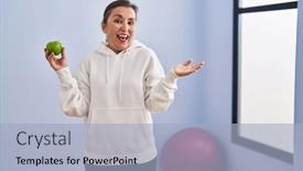  Presentation with achievement - Presentation design featuring middle-age-hispanic-woman-wearing background and a light blue colored foreground