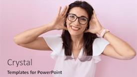  Presentation with cheerful - Presentation theme with middle-age-hispanic-woman-wearing background and a lemonade colored foreground