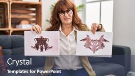  Presentation with working woman - Theme consisting of middle-age-hispanic-woman-working background and a ocean colored foreground