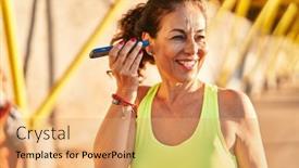  Presentation with listening woman - Slides featuring middle-age-hispanic-woman-working background and a coral colored foreground