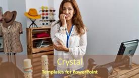  Presentation with working - Slide deck with middle-age-hispanic-woman-working background and a tawny brown colored foreground