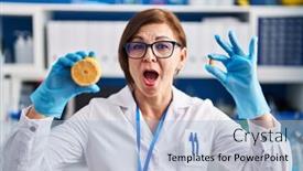  Presentation with vitamin - Presentation theme enhanced with middle-age-hispanic-woman-working background and a  colored foreground