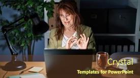  Presentation with working - PPT layouts consisting of middle-age-hispanic-woman-working background and a tawny brown colored foreground