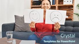  Presentation with depression - Slides having middle-age-hispanic-woman-working background and a ocean colored foreground