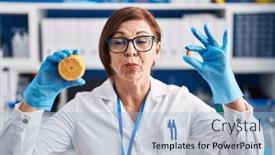  Presentation with vitamin - Slides with middle-age-hispanic-woman-working background and a light blue colored foreground