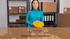  Presentation with order - Presentation theme enhanced with middle-age-hispanic-woman-working background and a coral colored foreground